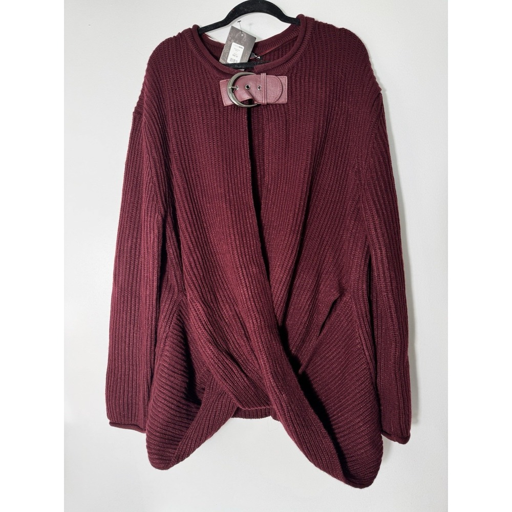 Fashion nova Women Amaiya Buckle Sweater Burgundy‎ Sz 2x Sexy Modern